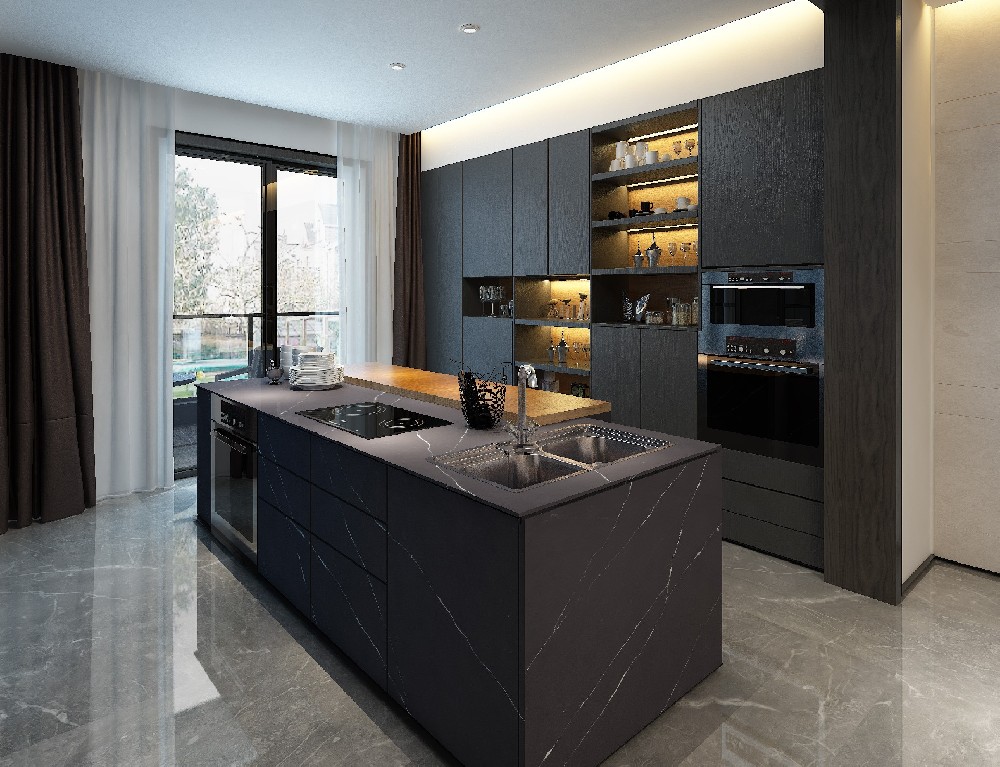 Black Quartz Countertops Stone Benchtops Marble Look Quartz Slab for Quartz Stone Counter Top