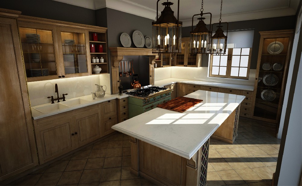 V108     White Quartz with Grey Veins: Timeless Serenity for Your Home