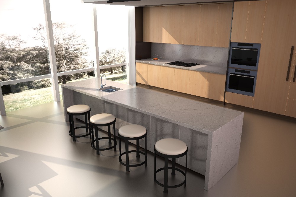 G043   Catania   Brown Grey Marble Texture Quartz Countertops Quartz Stone