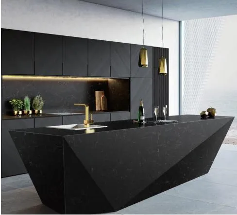Black White Calacatta Marble Texture Artificial Stone Engineered Stone Quartz Stone Quartz Countertop for Kitchen/Bathroom/Worktop