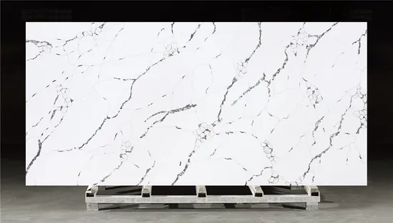 Marble Texture White Quartz Countertops in Kitchen Quartz Slab