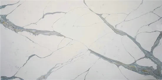 Golden Grey Marble Texture Quartz Slab for Kithcen Countertop