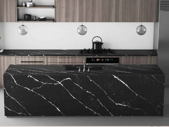 Black Quartz Stone Engineered Stone Artificial Stone Marble Look Quartz Countertops for Kitchen