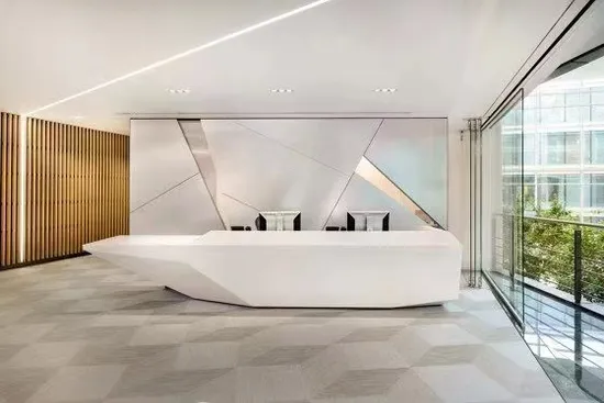 Customized Art Solid Surface Slabs for Reception Countertop Prefab Bathroom Countertop Marble Basin