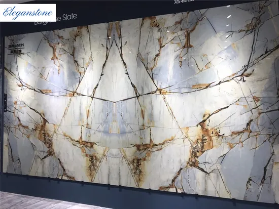 Calacatta Golden Marble Look Porcelain Tile Ceramic Tile Sintered Stone Kitchen Island for Luxury Decoration